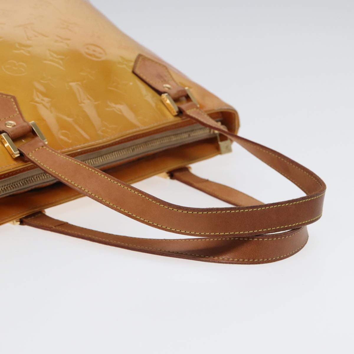 LOUIS VUITTON Monogram Vernis Houston Hand Bag Beige M91004 LV 83018