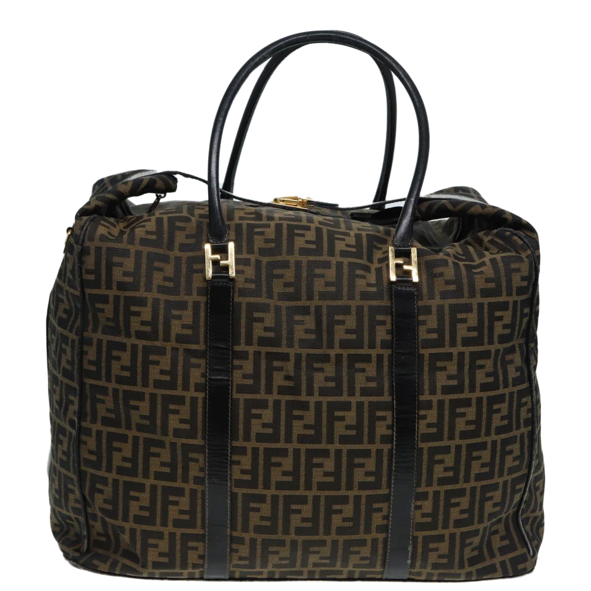 Luxury Fendi Zucca Canvas Boston Bag Brown Black83151