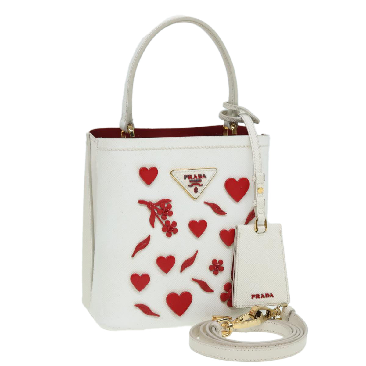 Luxury Prada Hand Bag Nylon Leather 2way White  83161