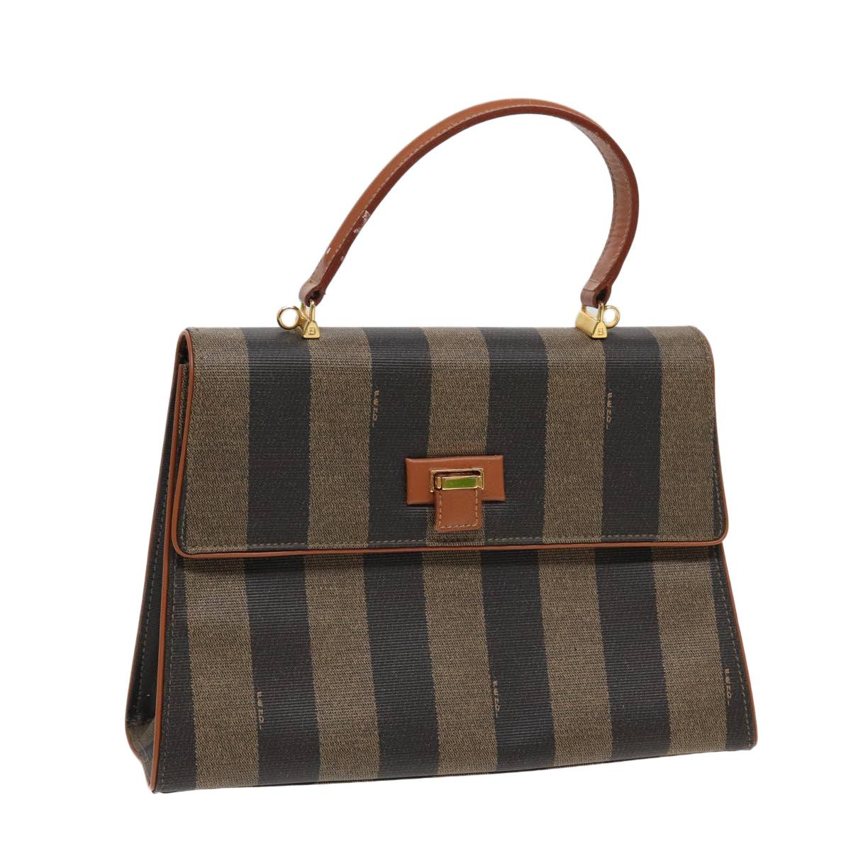 Luxury Fendi Pecan Canvas Hand Bag Black Brown83199