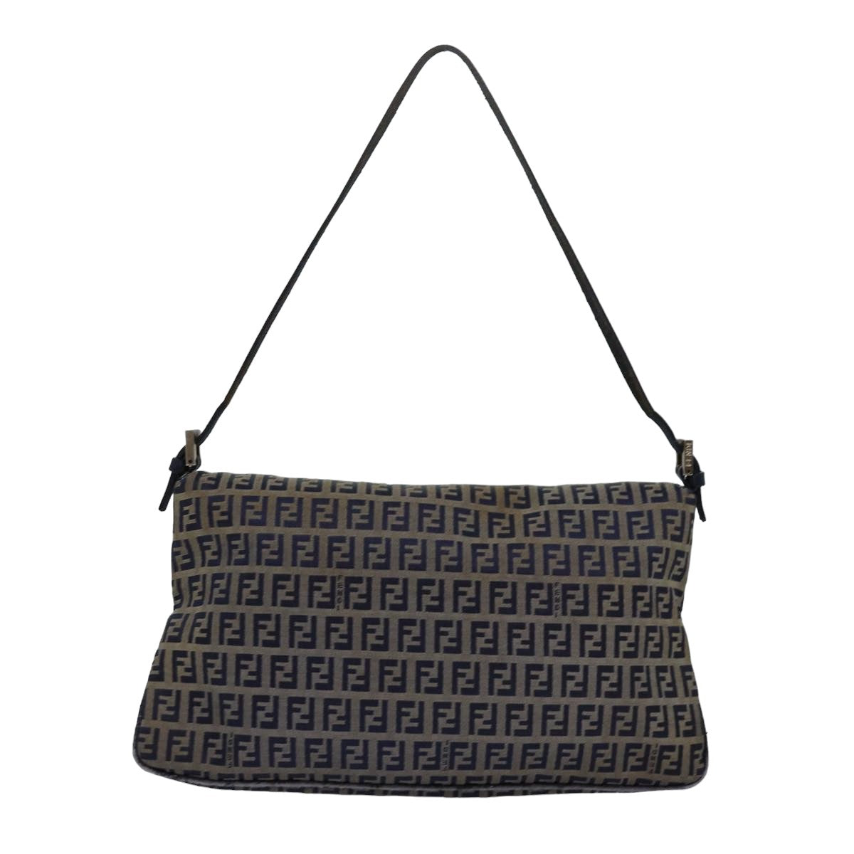 Luxury Fendi Zucchino Canvas Mamma Baguette Shoulder Bag Navy83213