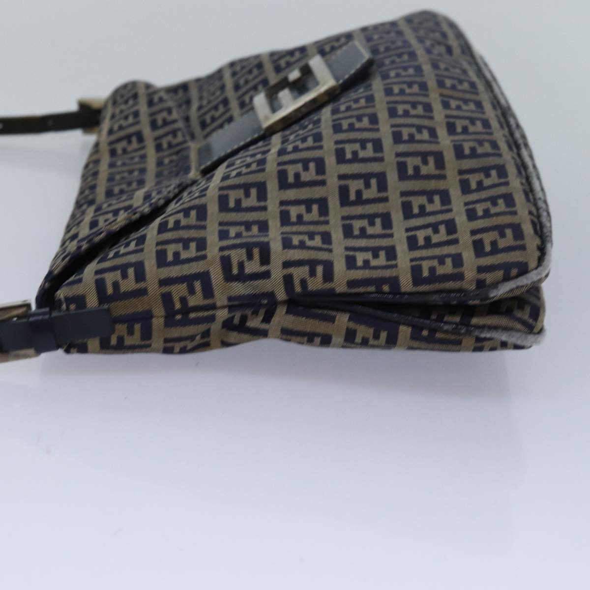 Luxury Fendi Zucchino Canvas Mamma Baguette Shoulder Bag Navy83213