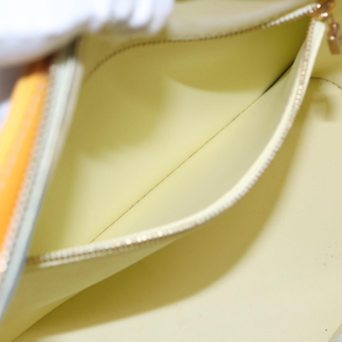 LOUIS VUITTON Monogram Vernis Houston Hand Bag Lime Yellow M91055 LV 83222