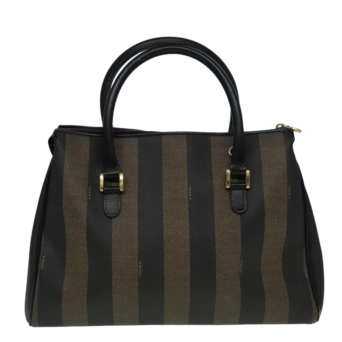 Luxury Fendi Pecan Canvas Hand Bag PVC Leather Brown83247