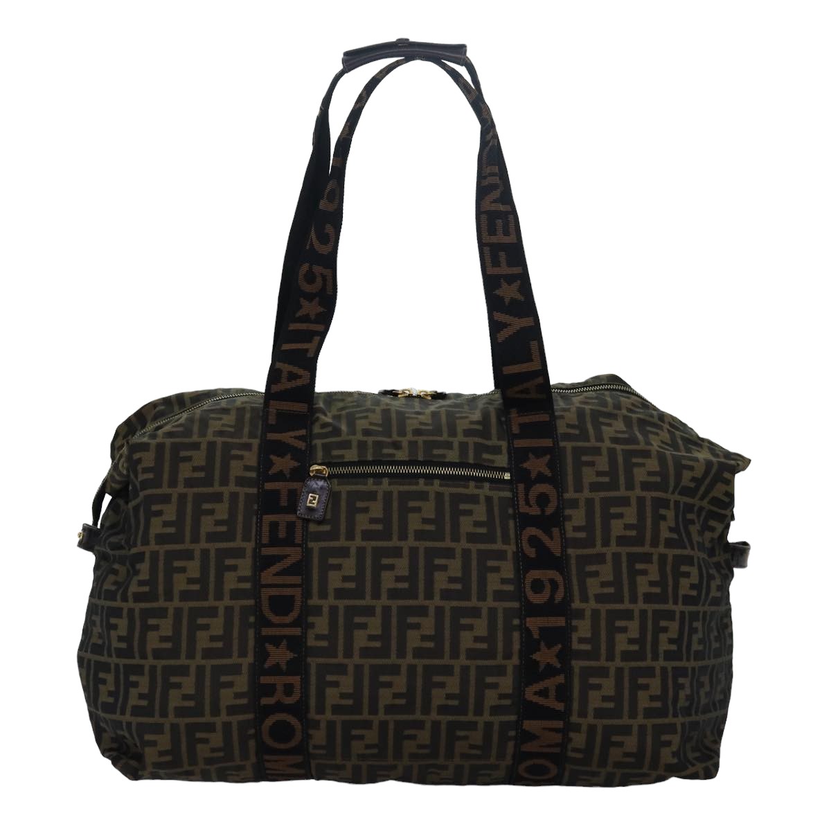 Luxury Fendi Zucca Canvas Boston Bag Brown Black83296