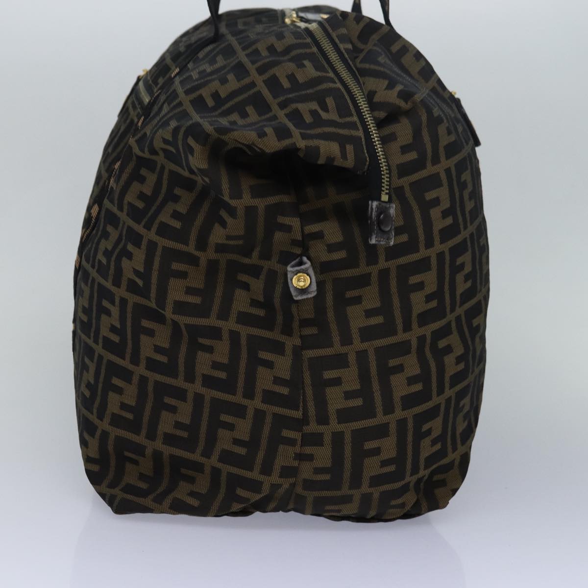 Luxury Fendi Zucca Canvas Boston Bag Brown Black83296