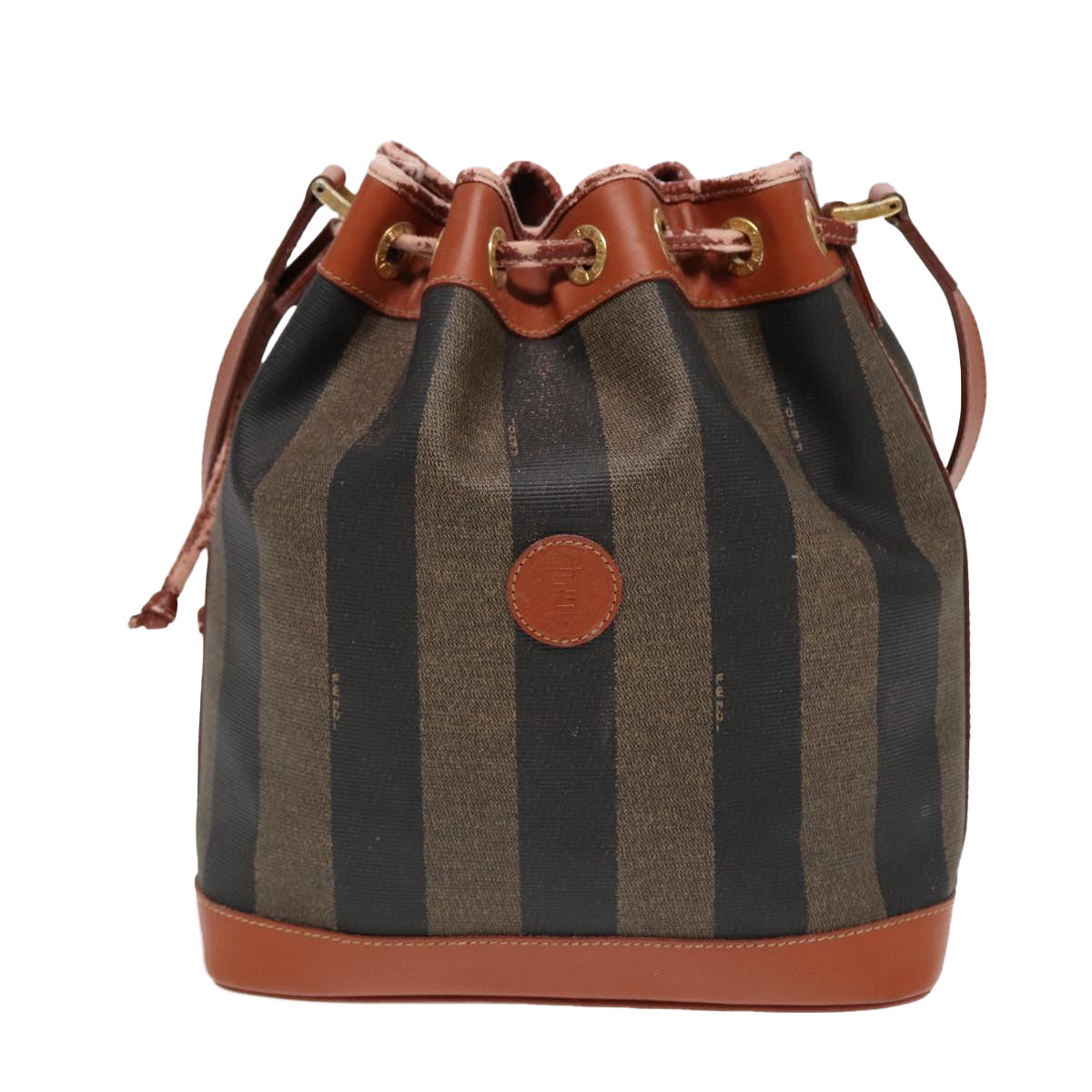 Luxury Fendi Pecan Canvas Shoulder Bag PVC Leather Brown83311