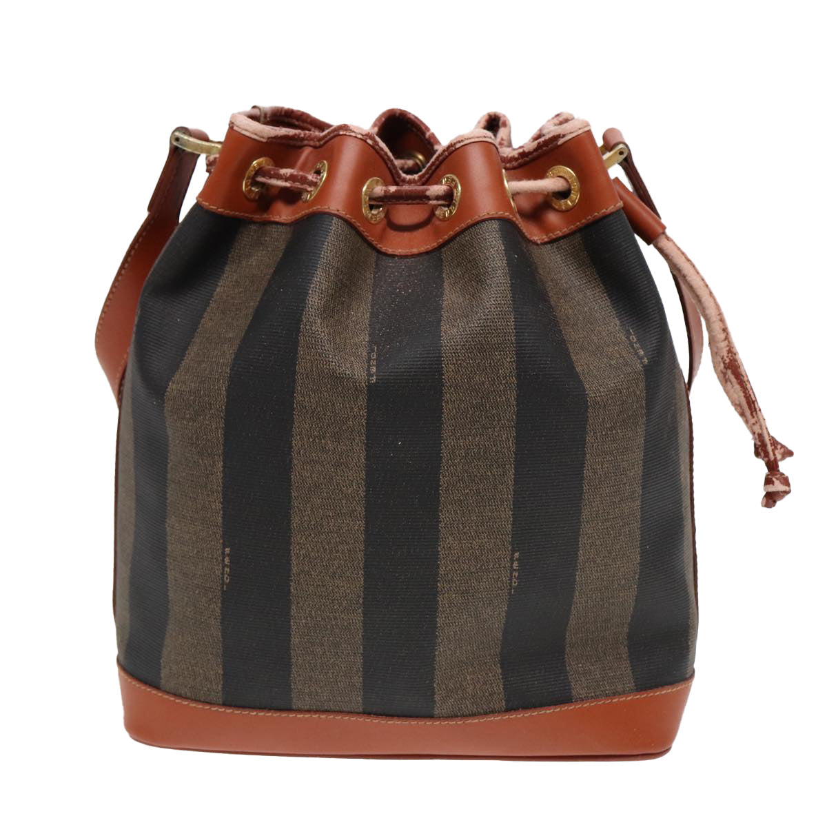 Luxury Fendi Pecan Canvas Shoulder Bag PVC Leather Brown83311