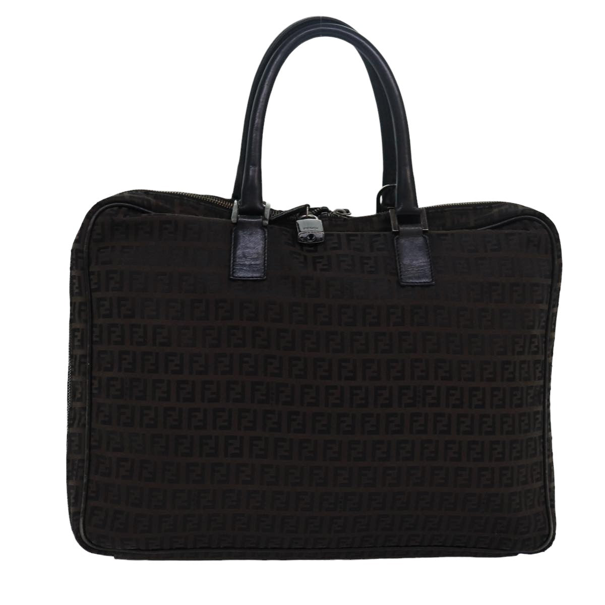 Luxury Fendi Zucchino Canvas Hand Bag Brown Black83318