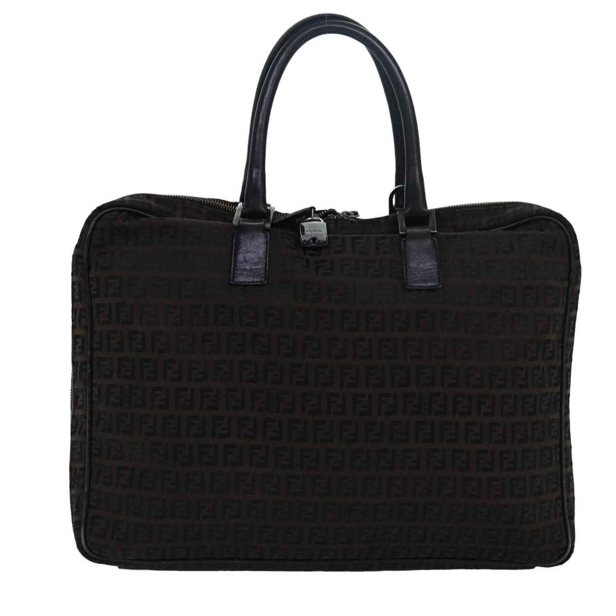 Luxury Fendi Zucchino Canvas Hand Bag Brown Black83318