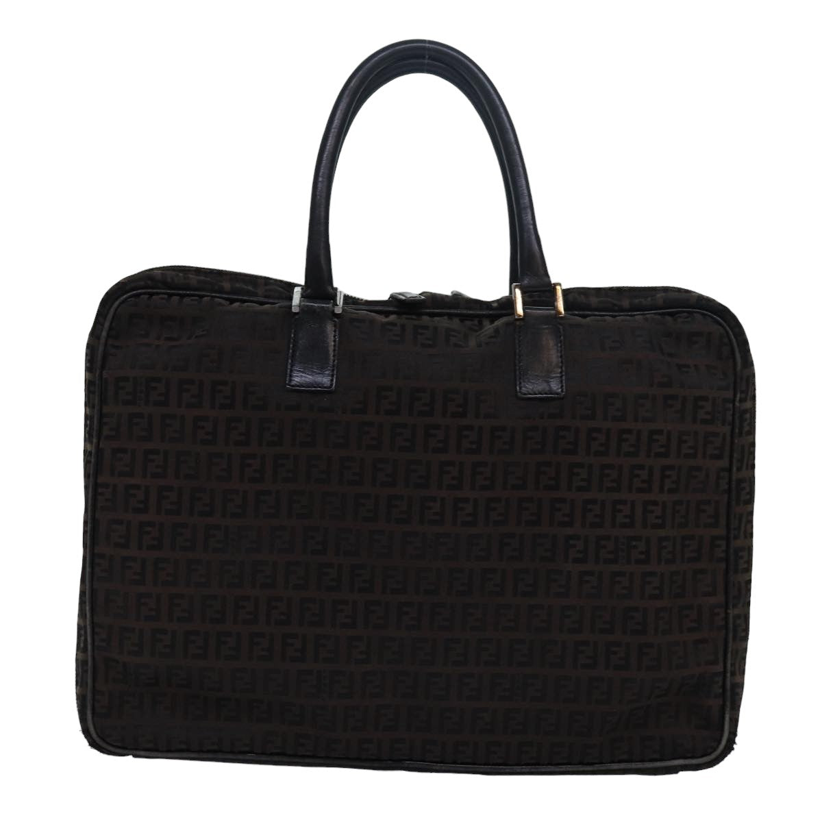 Luxury Fendi Zucchino Canvas Hand Bag Brown Black83318