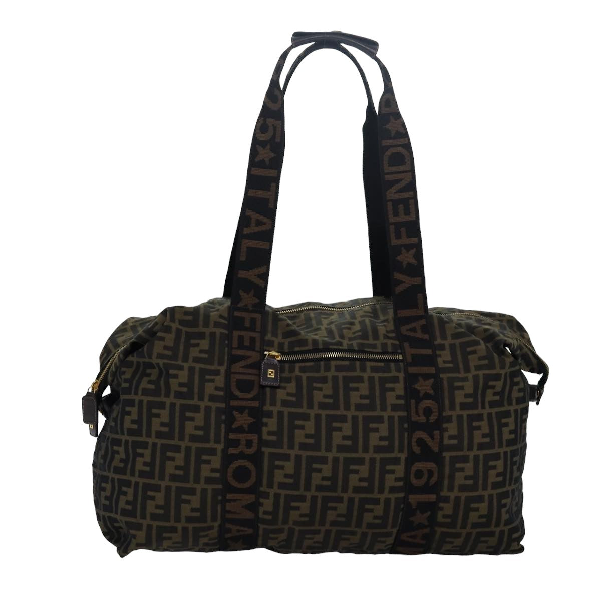 Luxury Fendi Zucca Canvas Boston Bag Brown Black83329