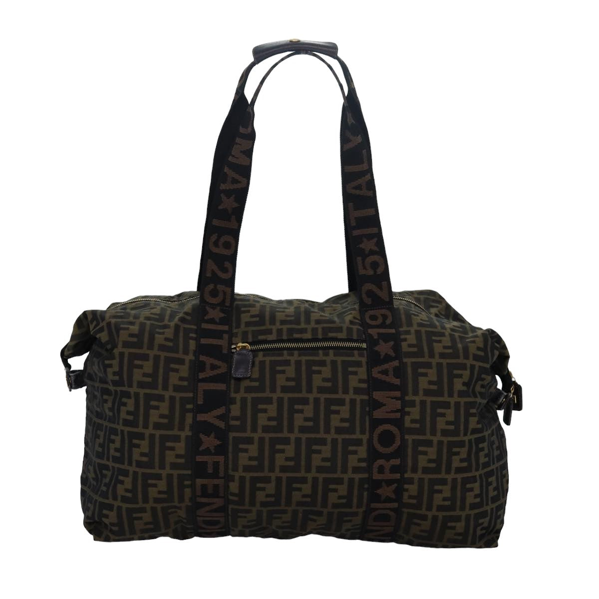 Luxury Fendi Zucca Canvas Boston Bag Brown Black83329