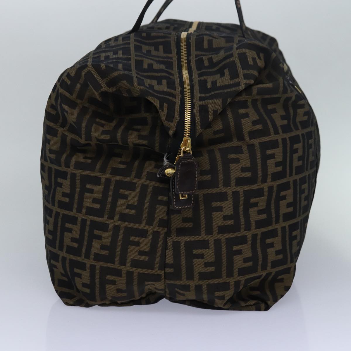 Luxury Fendi Zucca Canvas Boston Bag Brown Black83329