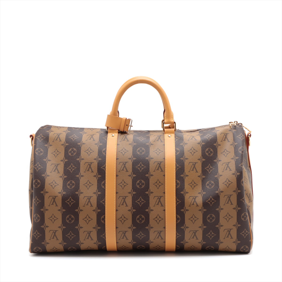 Louis Vuitton x NIGO Monogram Strip Keepall Bandouliere 50 M45967 Brown   Name Initial
