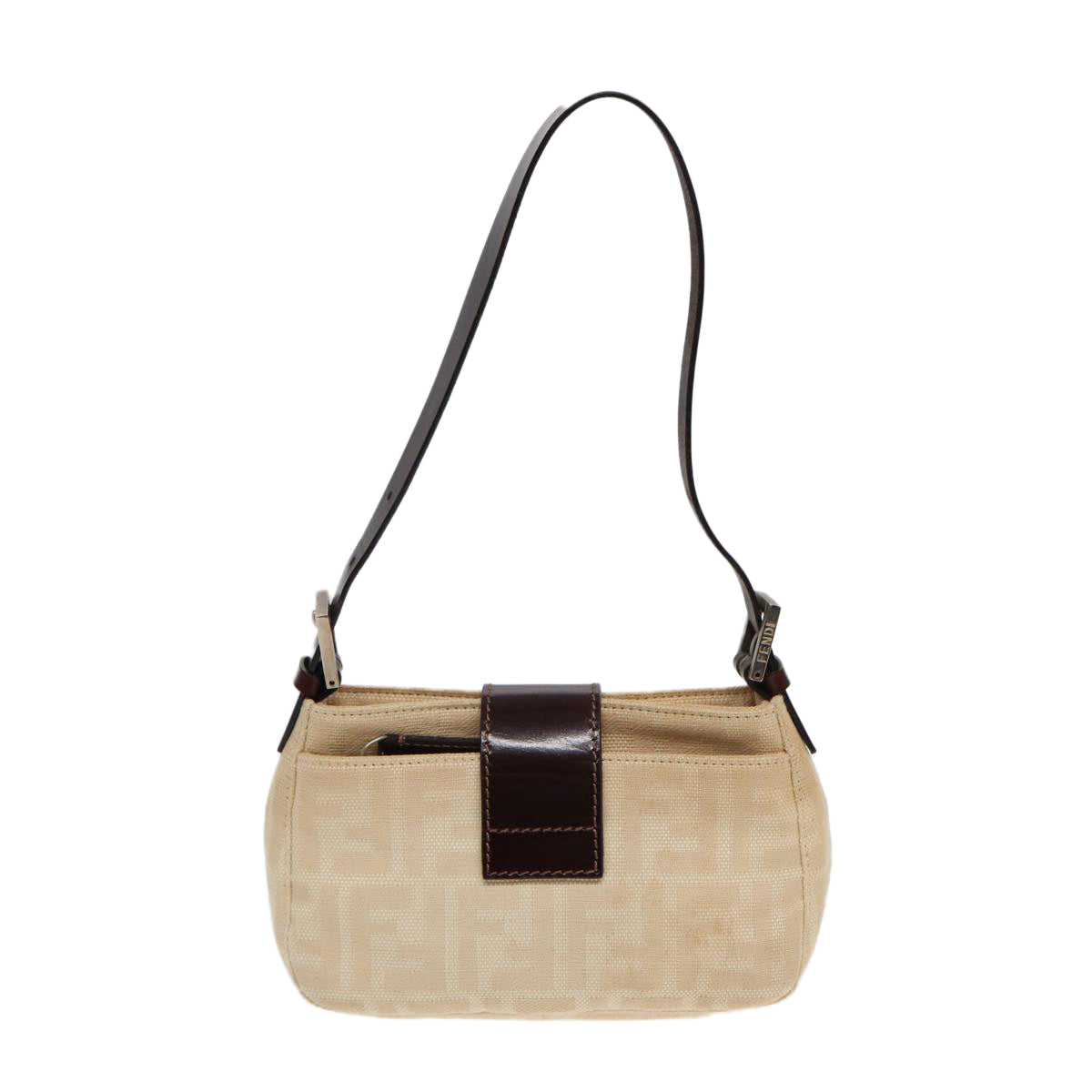 Luxury Fendi Zucca Canvas Mamma Baguette Shoulder Bag Beige83401