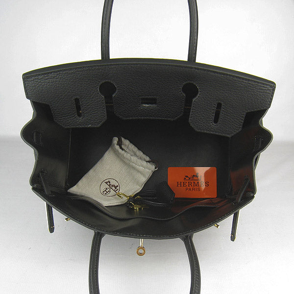 Luxury Hermes Birkin 30cm Togo Leather Handbags Black Golden