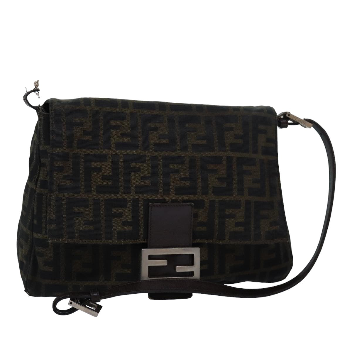 Luxury Fendi Zucca Canvas Mamma Baguette Shoulder Bag Brown Black83447