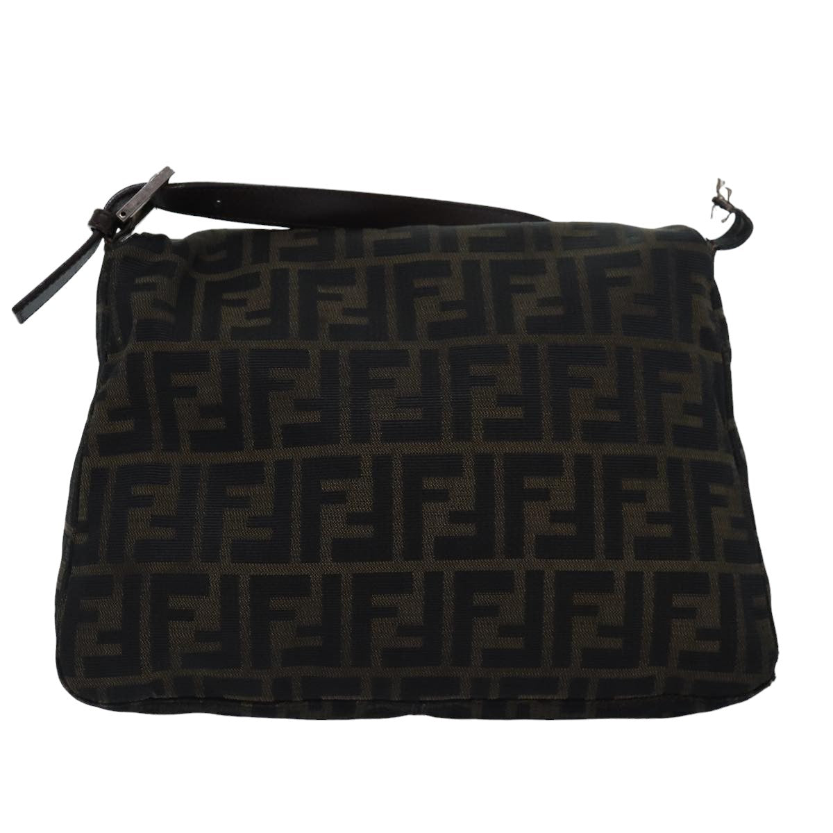 Luxury Fendi Zucca Canvas Mamma Baguette Shoulder Bag Brown Black83447