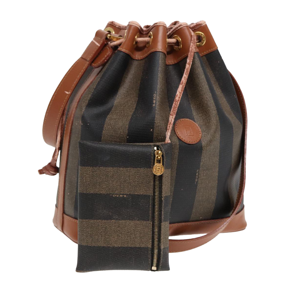 Luxury Fendi Pecan Canvas Shoulder Bag Brown Black83448