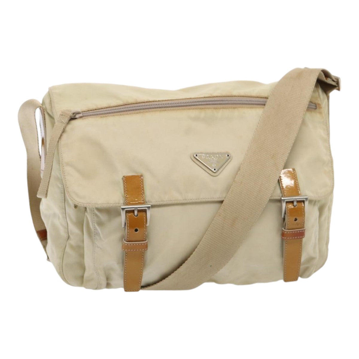Luxury Prada Shoulder Bag Nylon Beige  83489