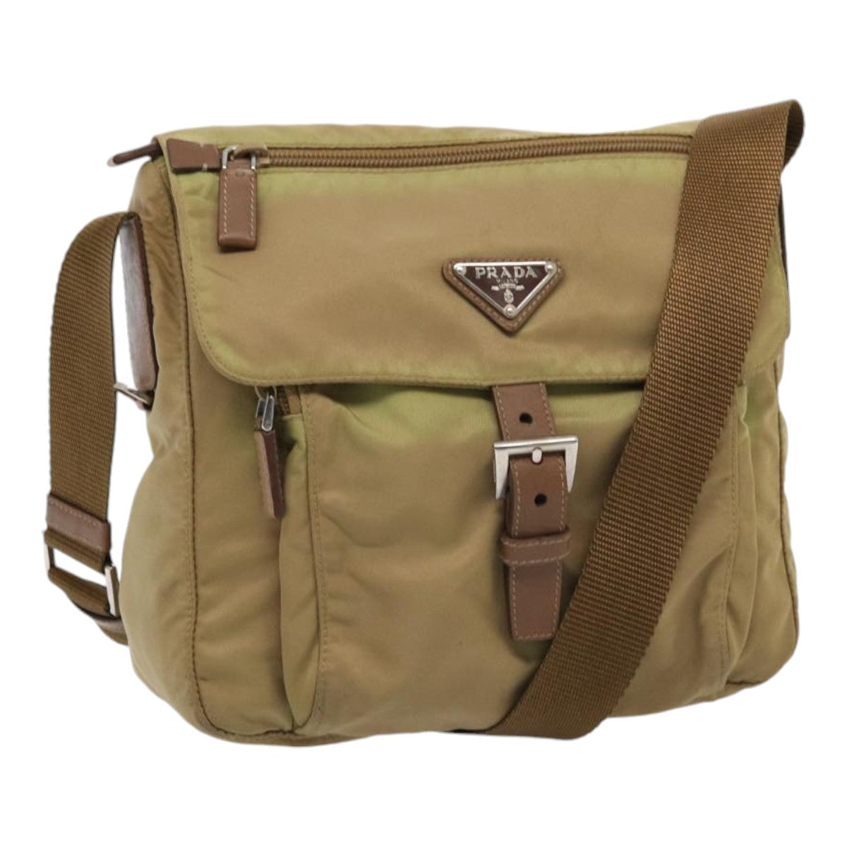 Luxury Prada Shoulder Bag Nylon Beige  83490