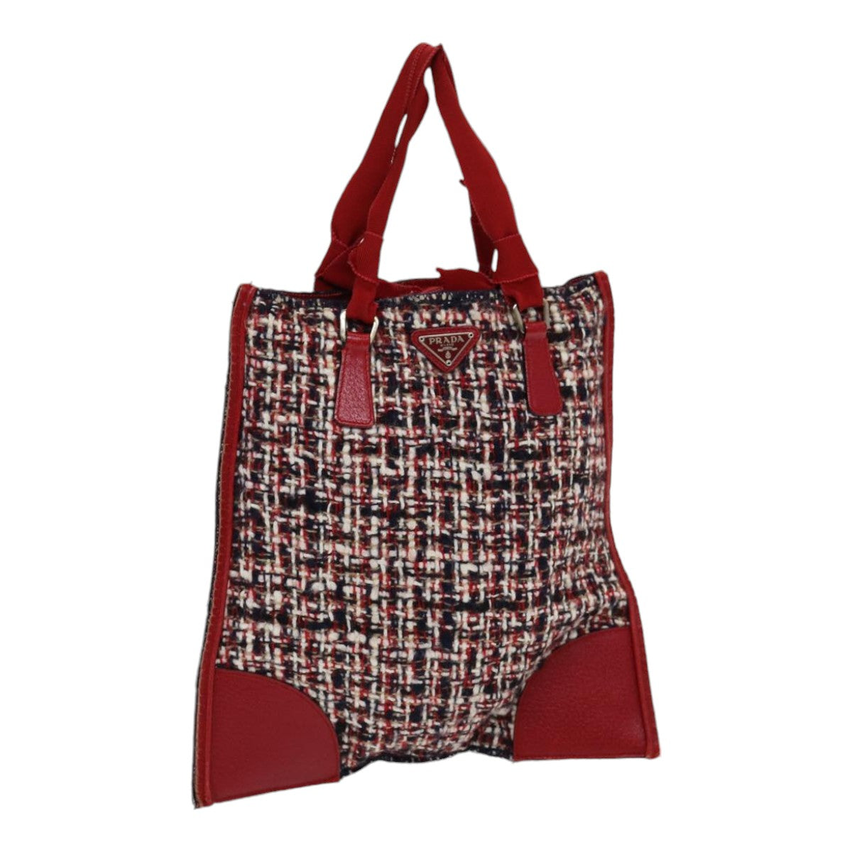 Luxury Prada Hand Bag tweed Red  83493