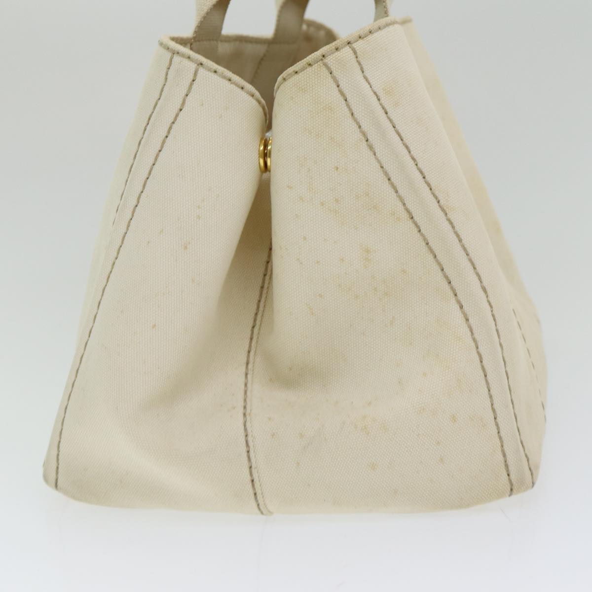 Luxury Prada Canapa MM Hand Bag Canvas Cream  83516