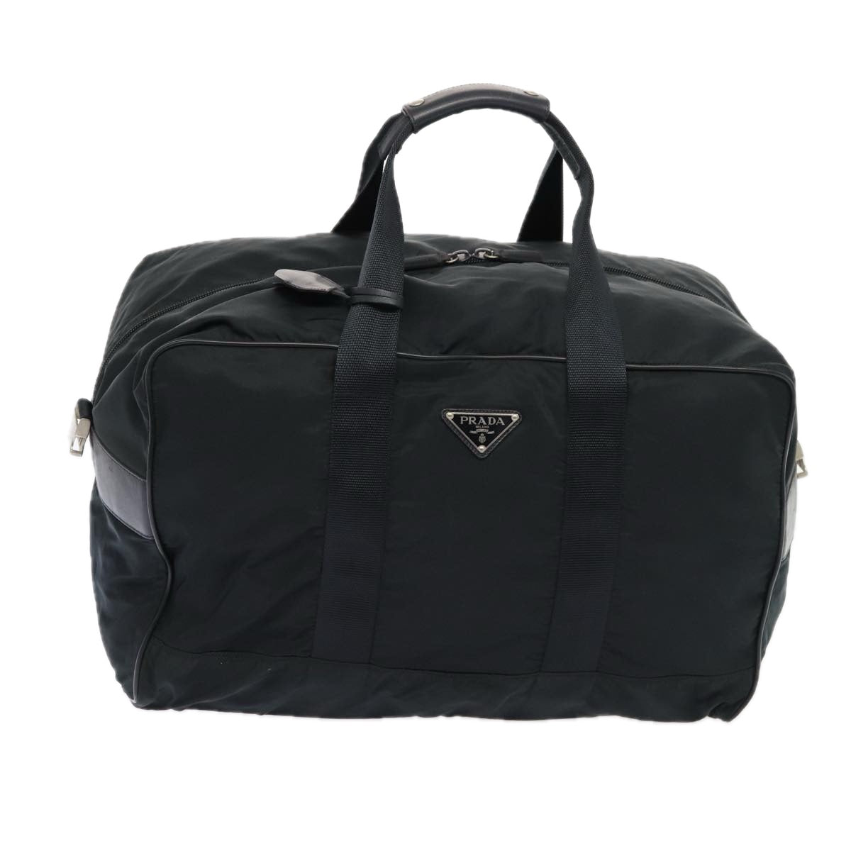 Luxury Prada Boston Bag Nylon Black Silver  83519