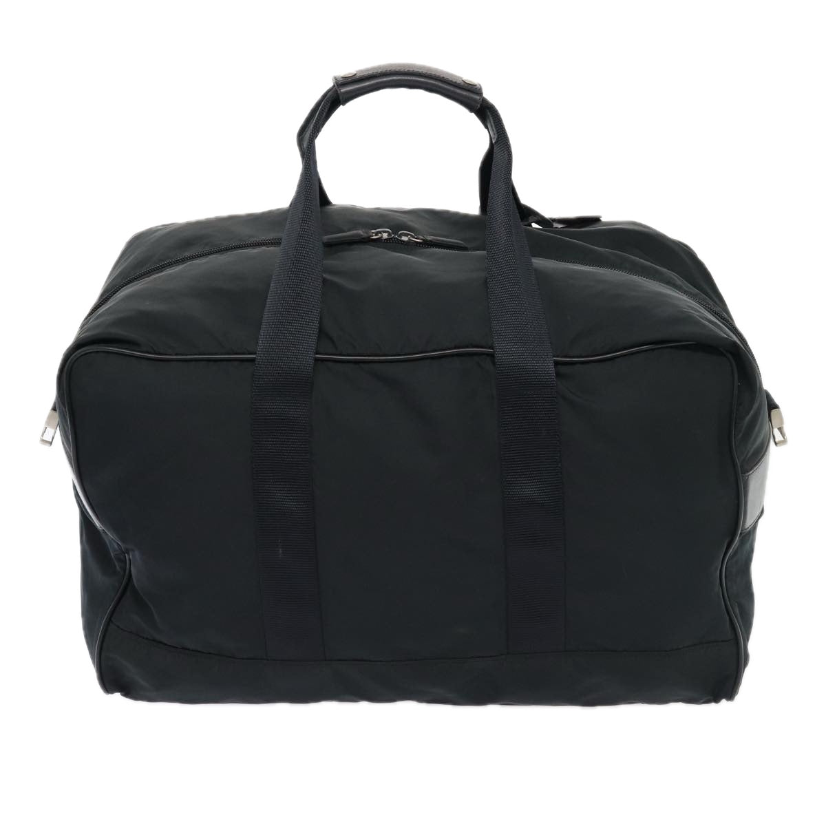 Luxury Prada Boston Bag Nylon Black Silver  83519