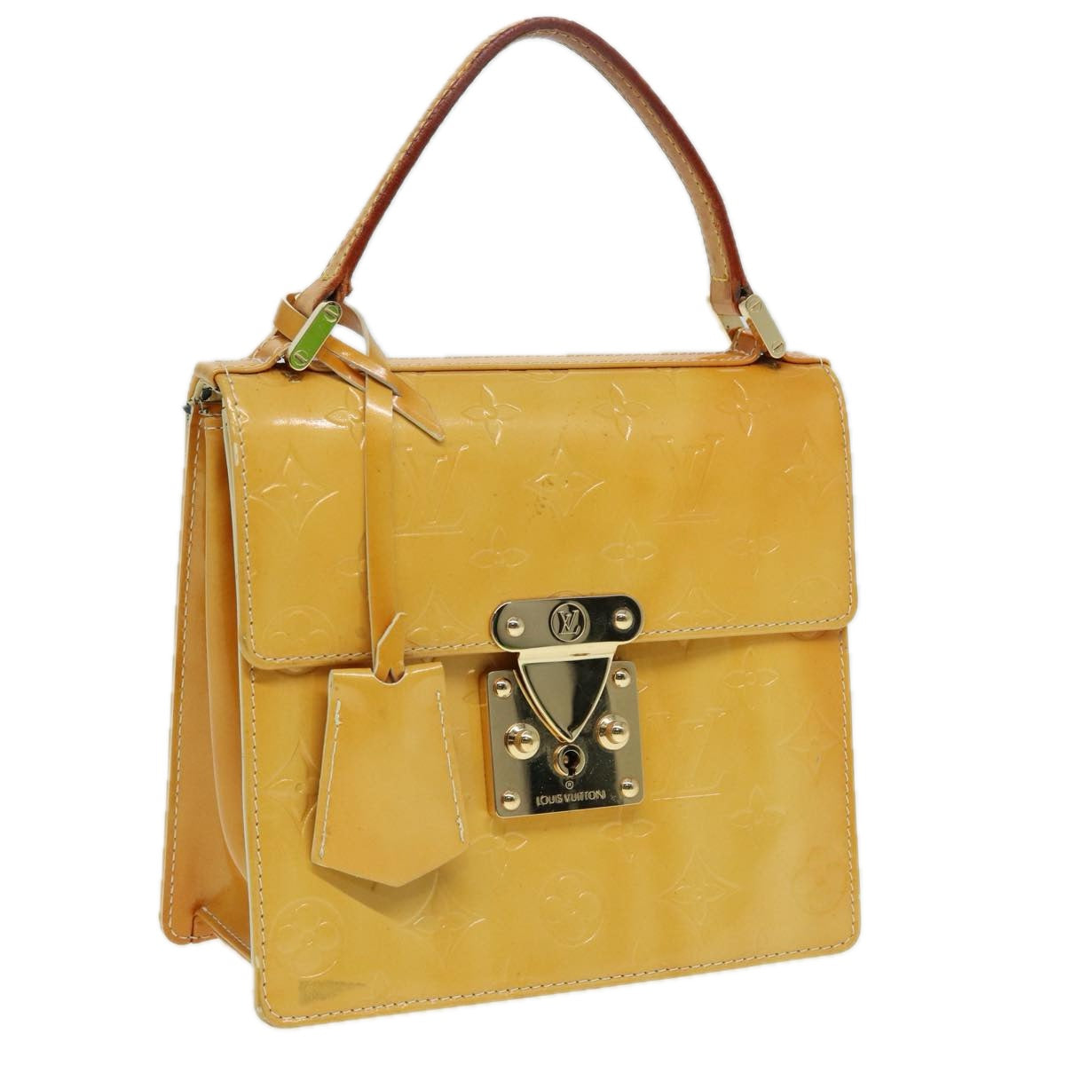 LOUIS VUITTON Monogram Vernis Spring Street Bag Lime Yellow M91068 83528