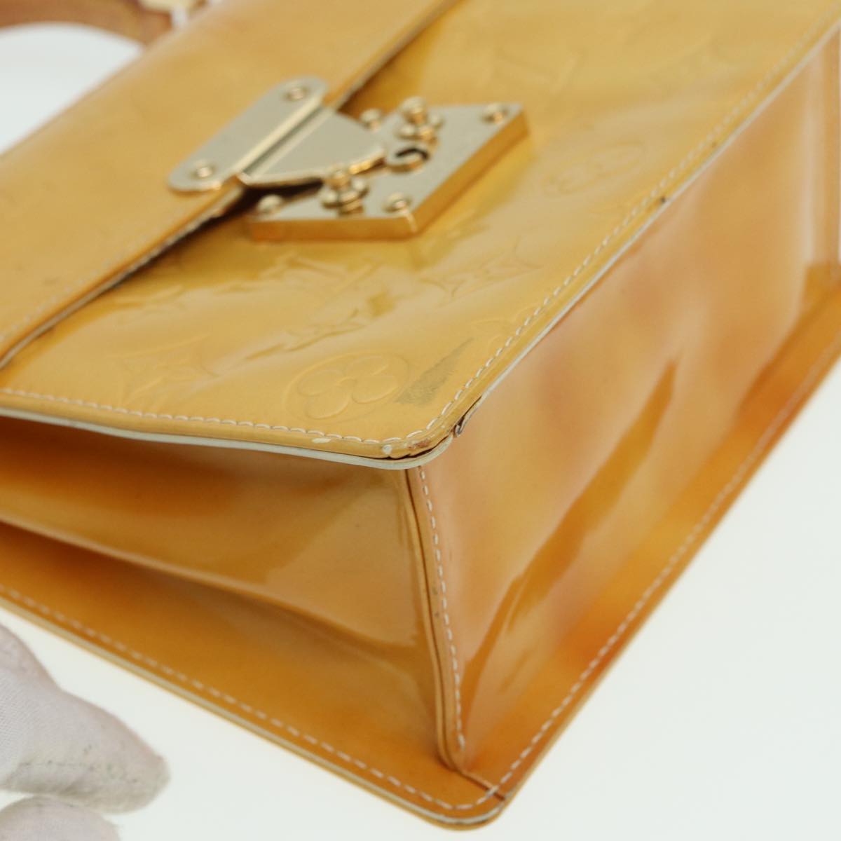 LOUIS VUITTON Monogram Vernis Spring Street Bag Lime Yellow M91068 83528