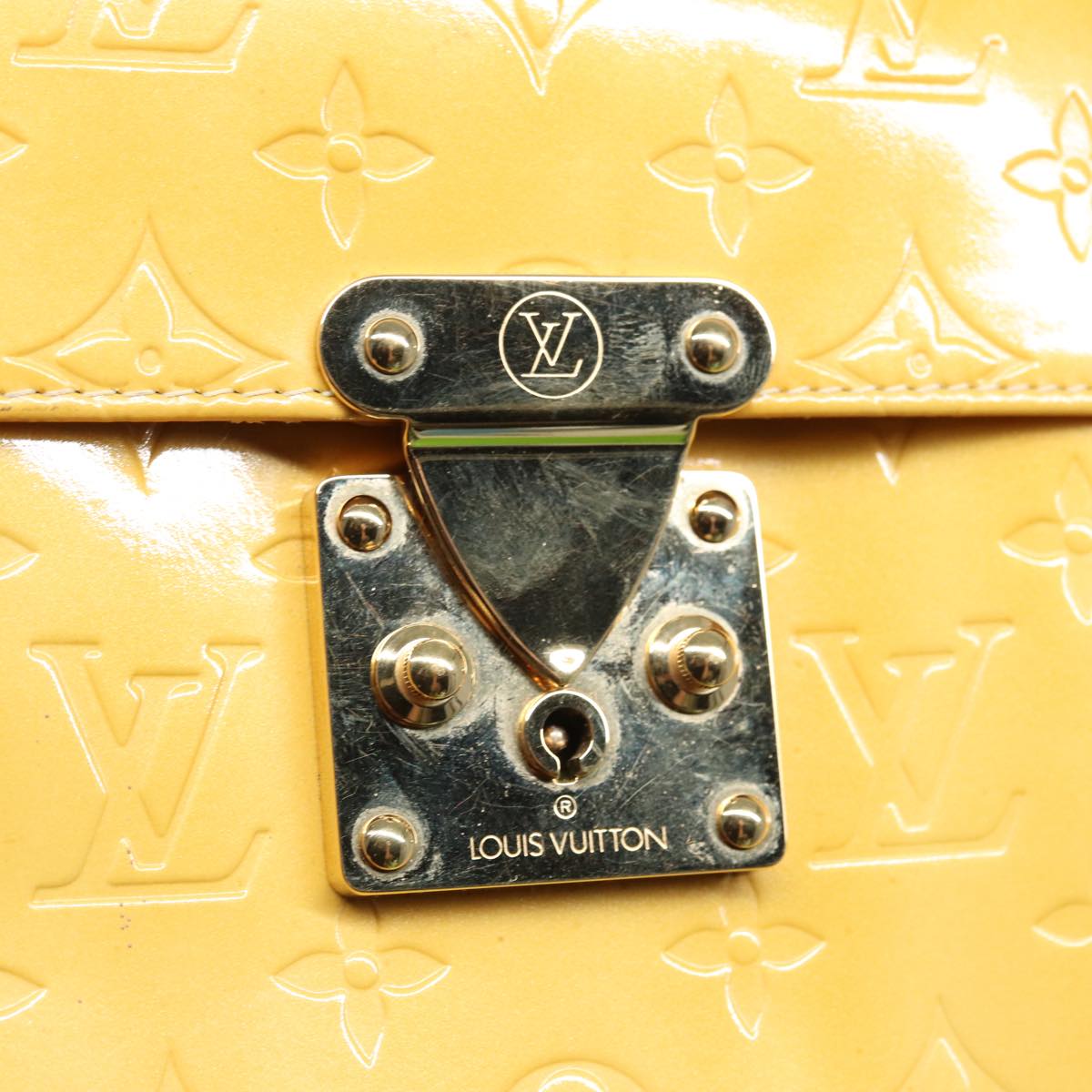 LOUIS VUITTON Monogram Vernis Spring Street Bag Lime Yellow M91068 83528