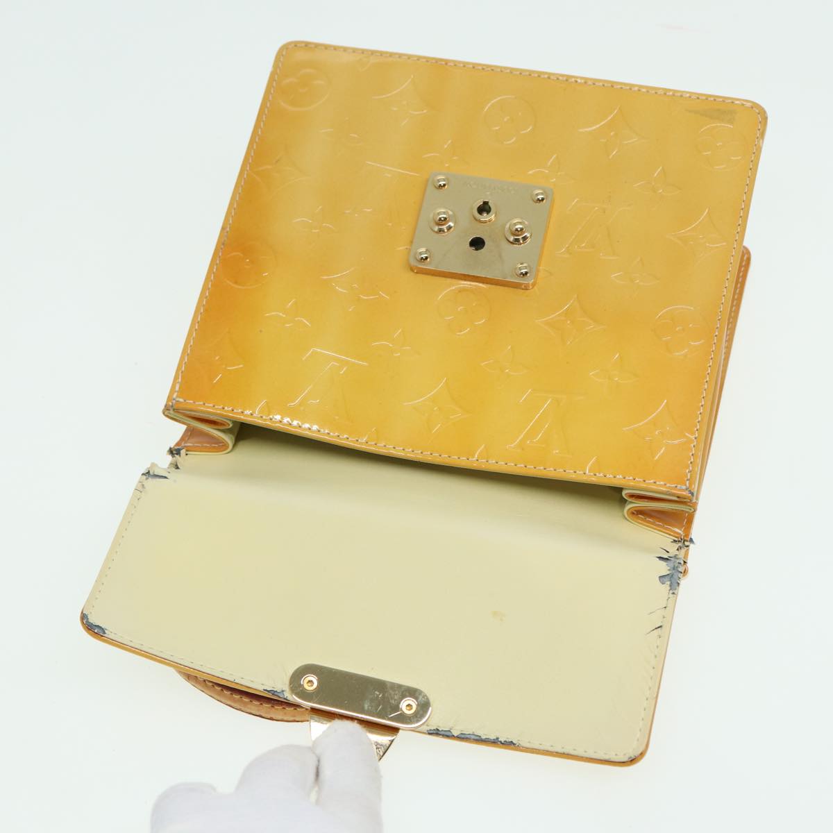 LOUIS VUITTON Monogram Vernis Spring Street Bag Lime Yellow M91068 83528