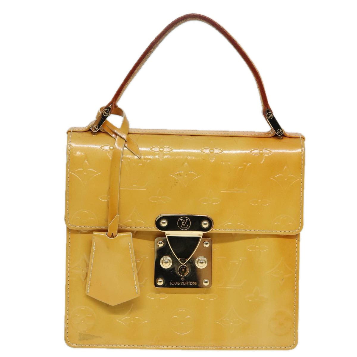 LOUIS VUITTON Monogram Vernis Spring Street Bag Lime Yellow M91068 83528
