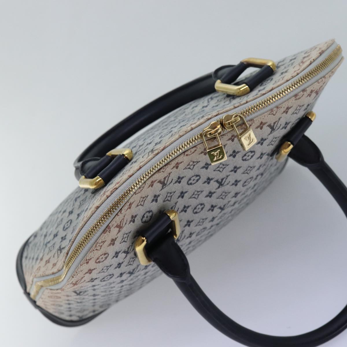 LOUIS VUITTON Monogram Mini Alma Haut Hand Bag Blue M92202 LV 83567