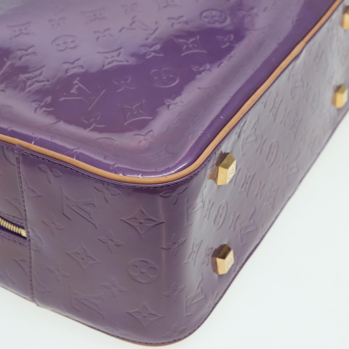 LOUIS VUITTON Monogram Vernis Sutton Hand Bag Purple Viole M91081 LV 83568