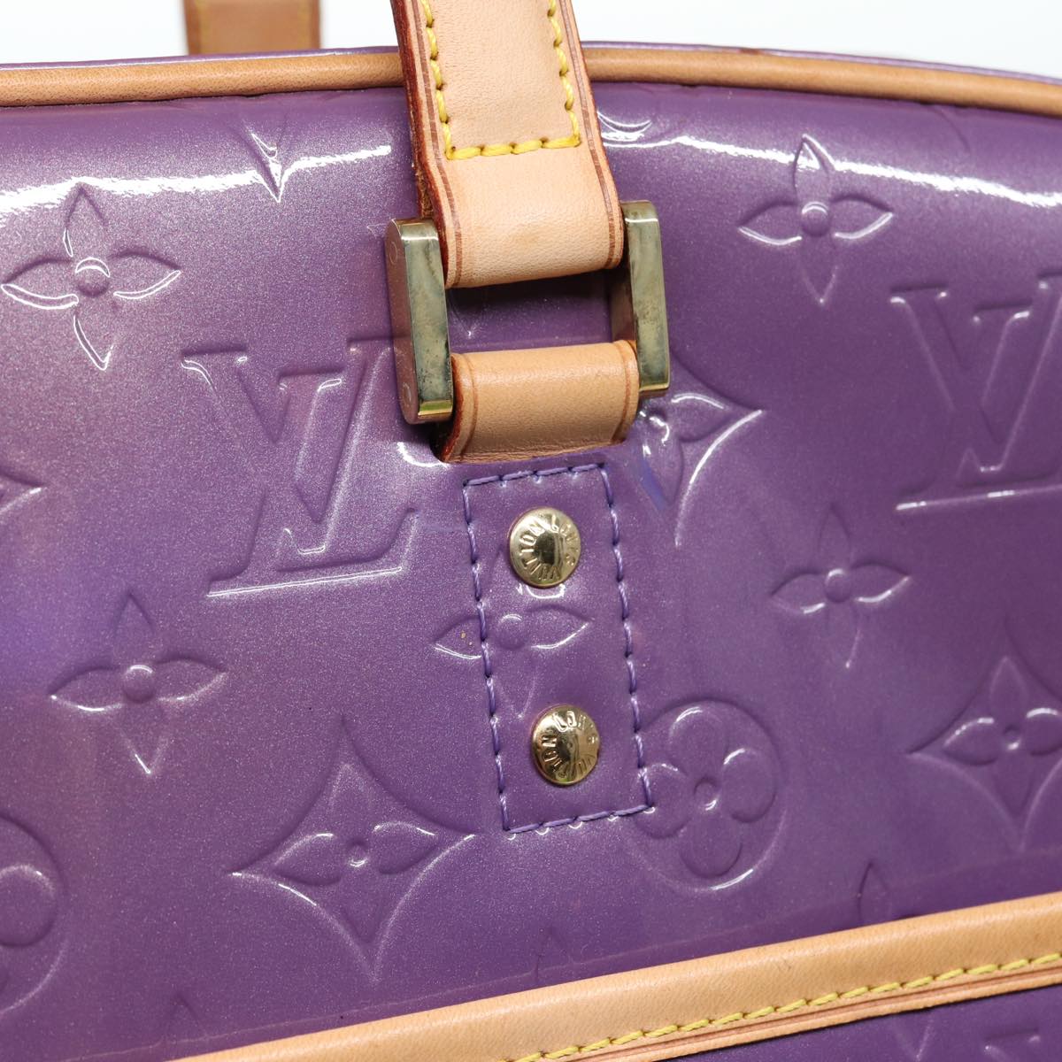 LOUIS VUITTON Monogram Vernis Sutton Hand Bag Purple Viole M91081 LV 83568