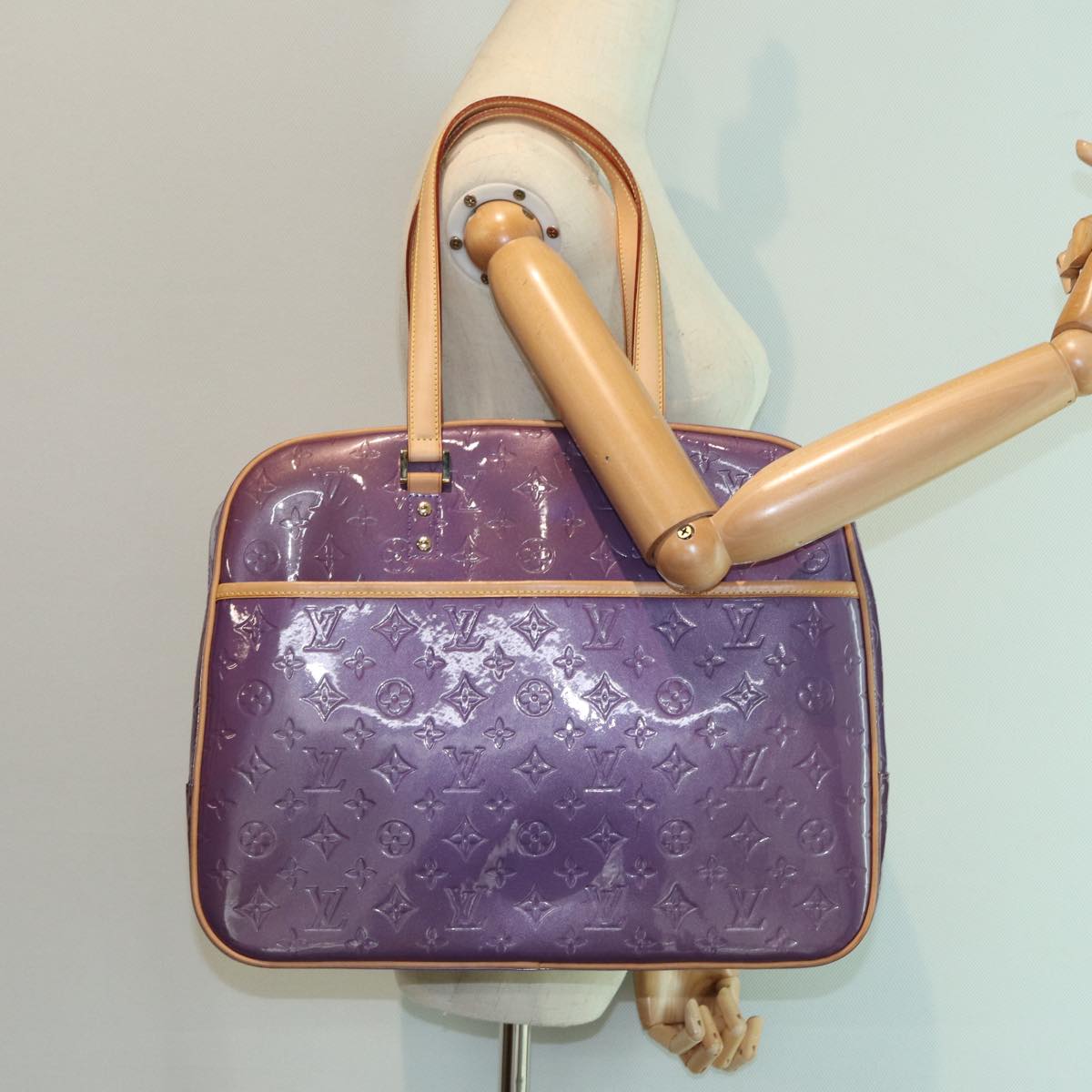 LOUIS VUITTON Monogram Vernis Sutton Hand Bag Purple Viole M91081 LV 83568