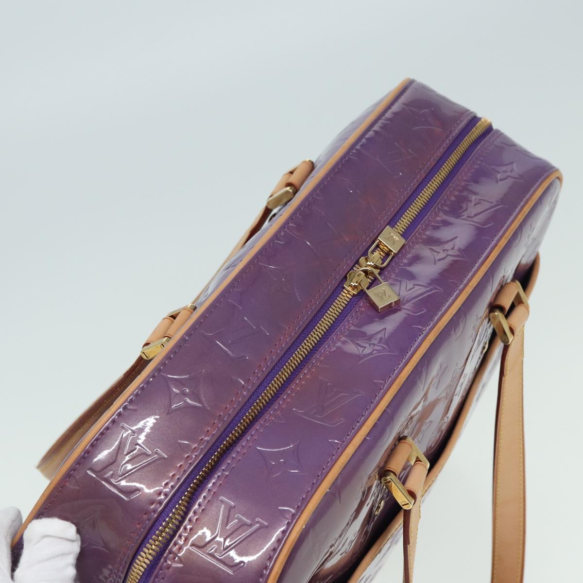 LOUIS VUITTON Monogram Vernis Sutton Hand Bag Purple Viole M91081 LV 83568