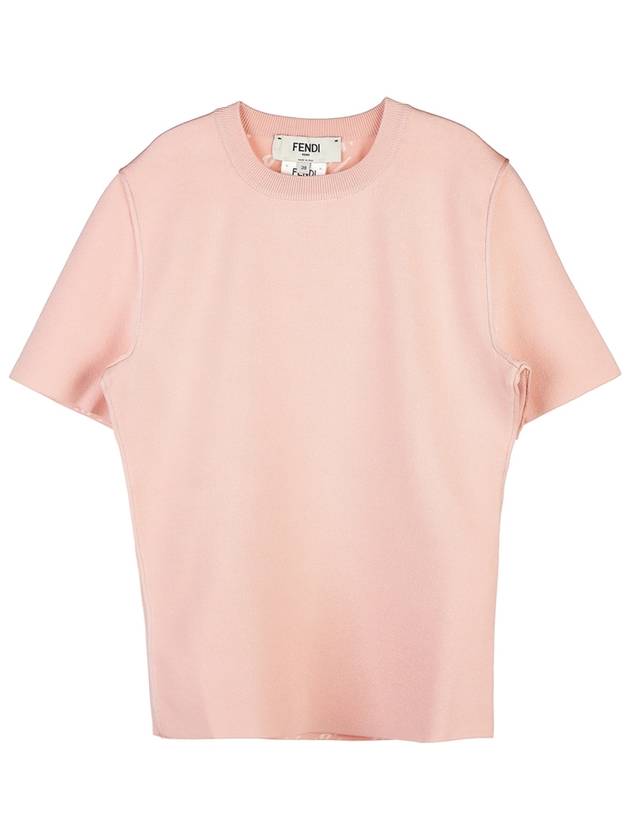 Luxury Fendi Knit Short Sleeve T-Shirt Pink