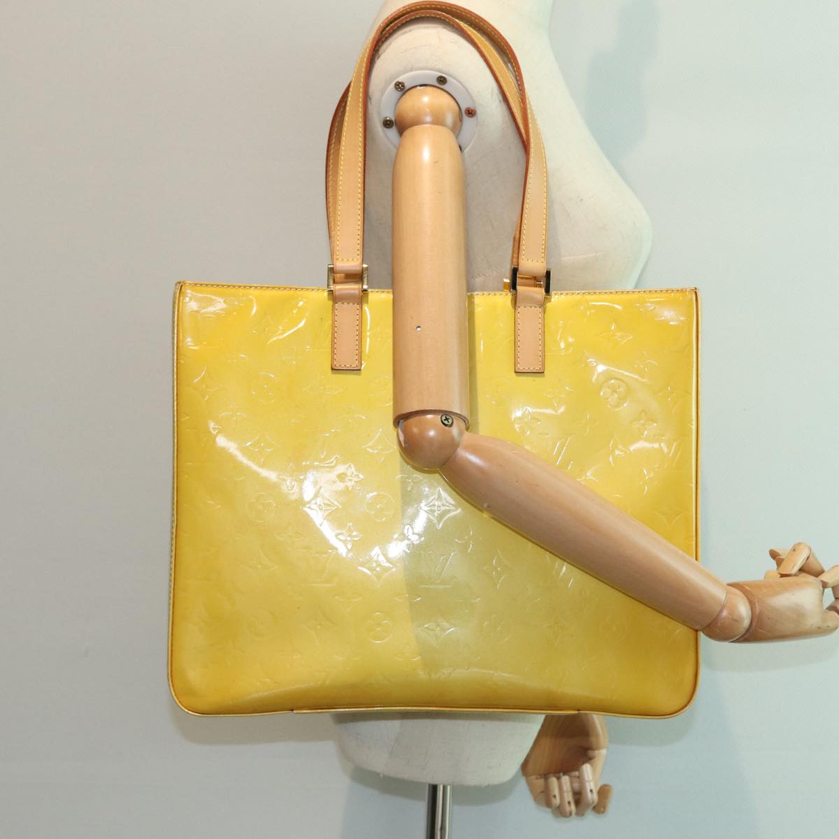LOUIS VUITTON Monogram Vernis Columbus Tote Bag Yellow M91047 LV 83616