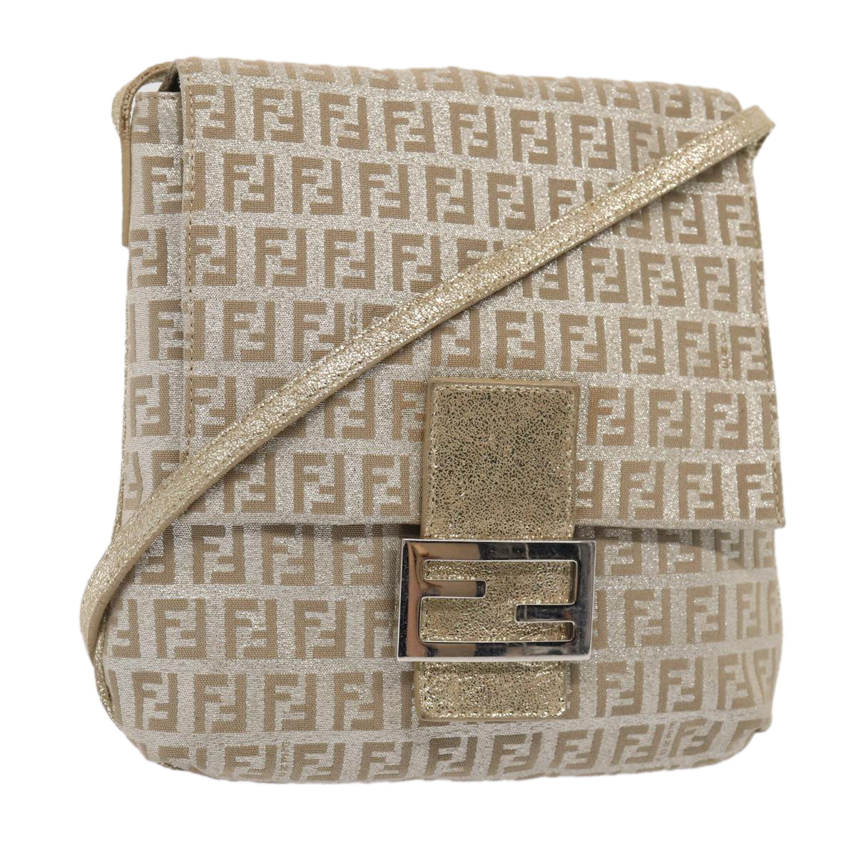Luxury Fendi Zucchino Canvas Shoulder Bag Silver83685