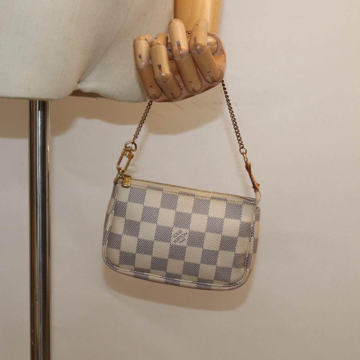 LOUIS VUITTON Damier Azur Mini Pochette Accessoires Pouch N63005 LV 83774