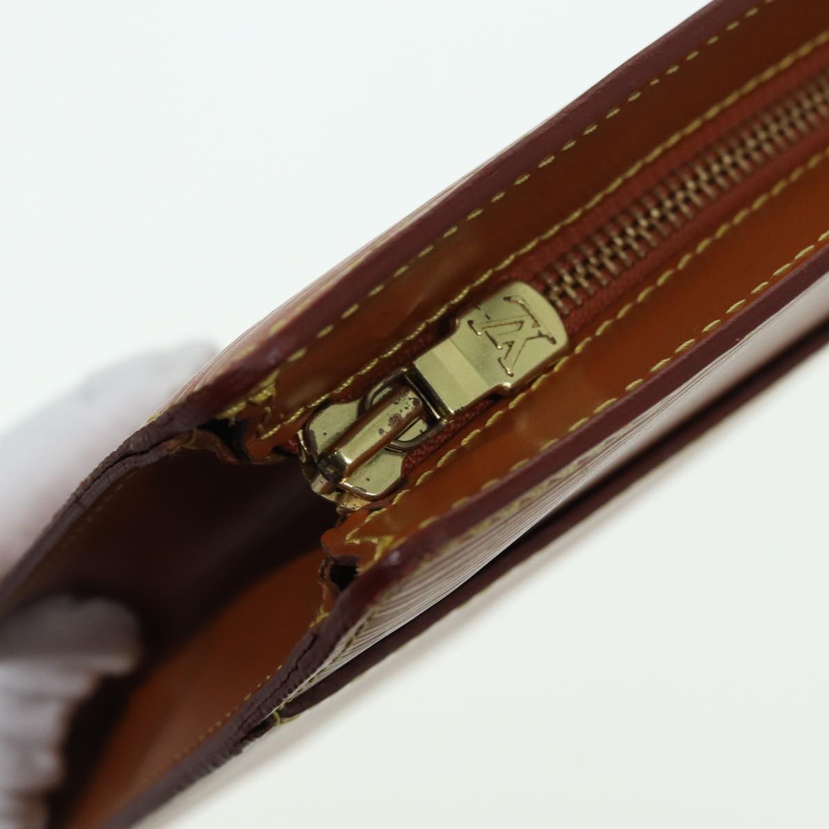 LOUIS VUITTON Epi Pochette Homme Clutch Bag Brown Zipang gold M52528 83787