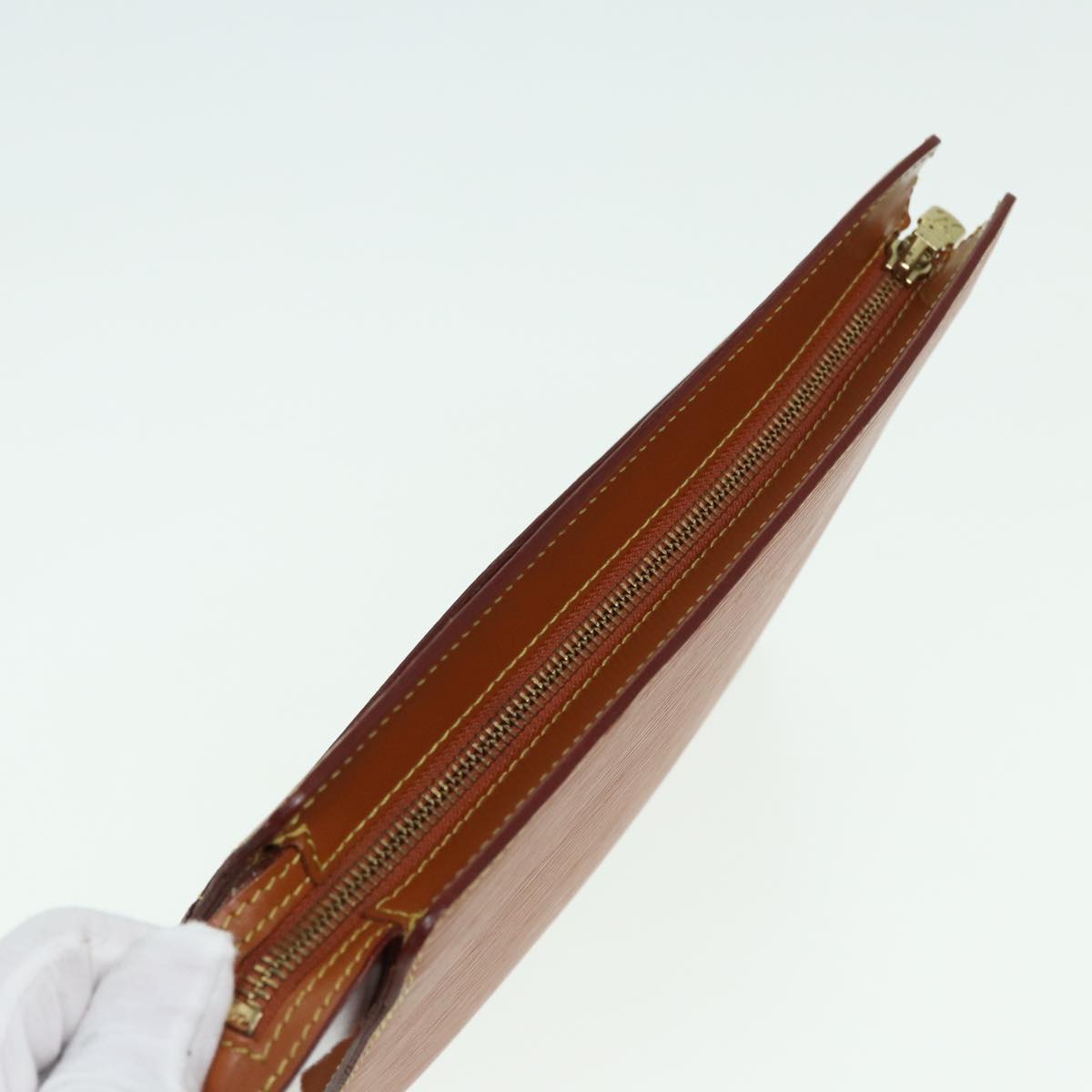 LOUIS VUITTON Epi Pochette Homme Clutch Bag Brown Zipang gold M52528 83787