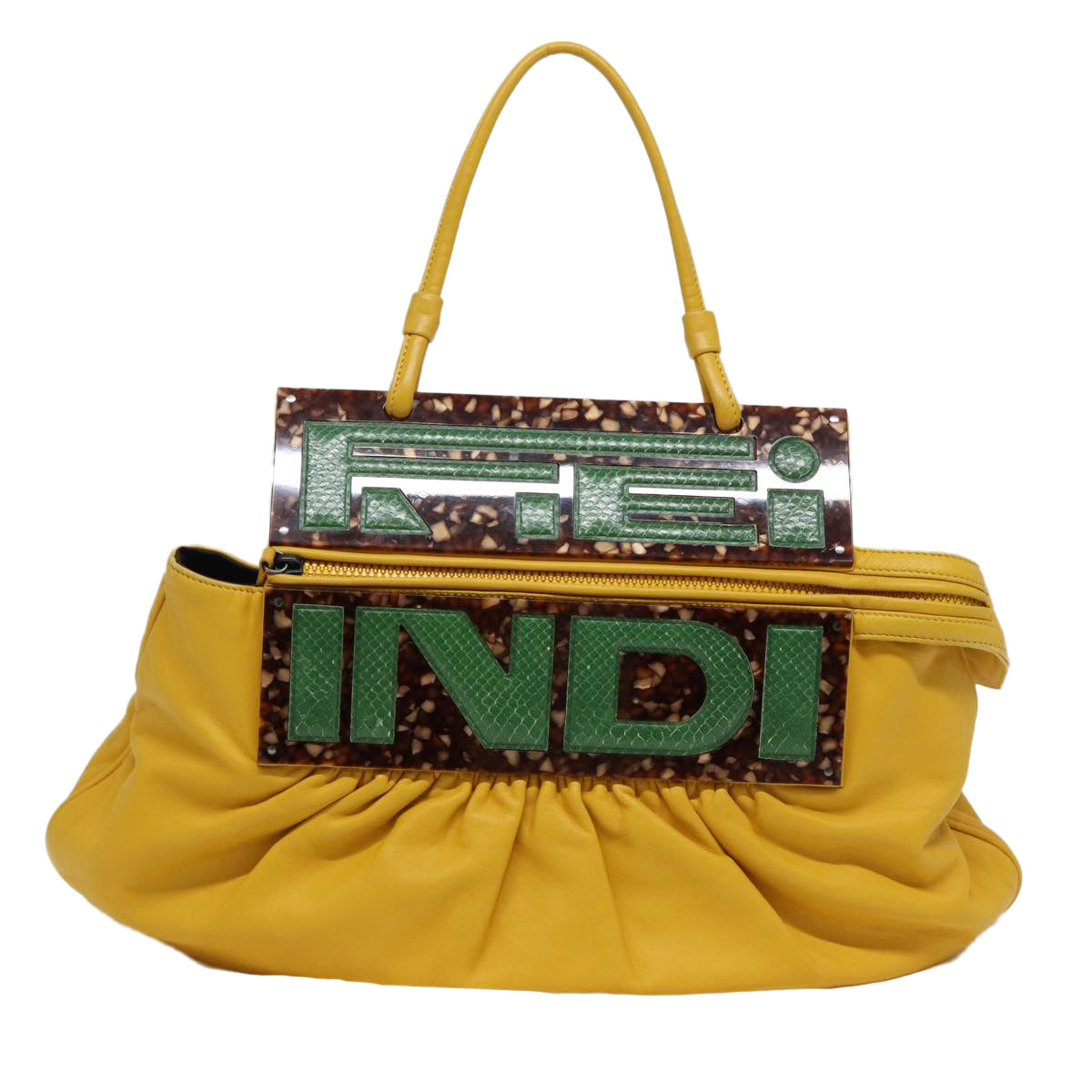 Luxury Fendi Hand Bag Leather Yellow83832