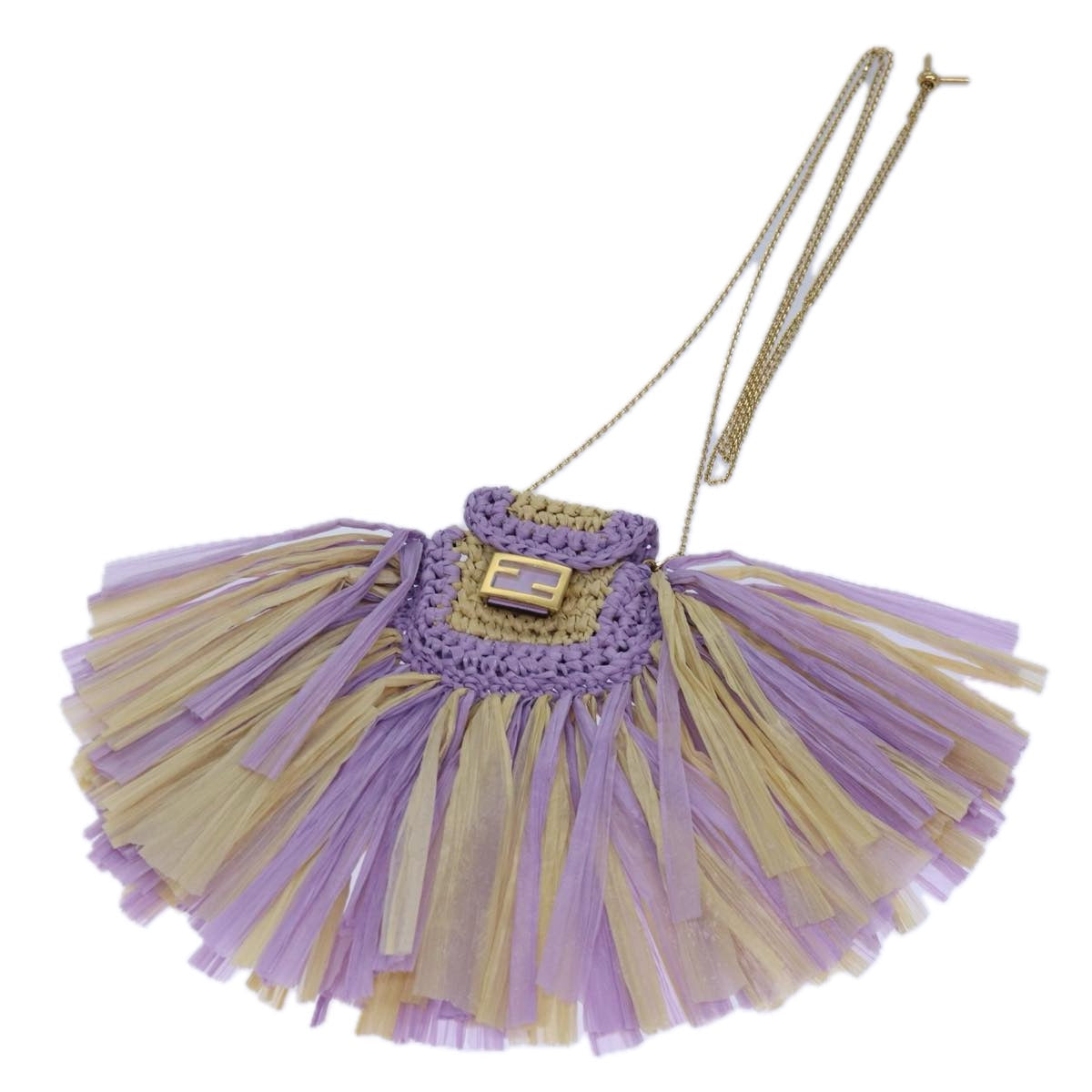 Luxury Fendi Airpods pouch Pico Bucket Raffia Beige Purple83833