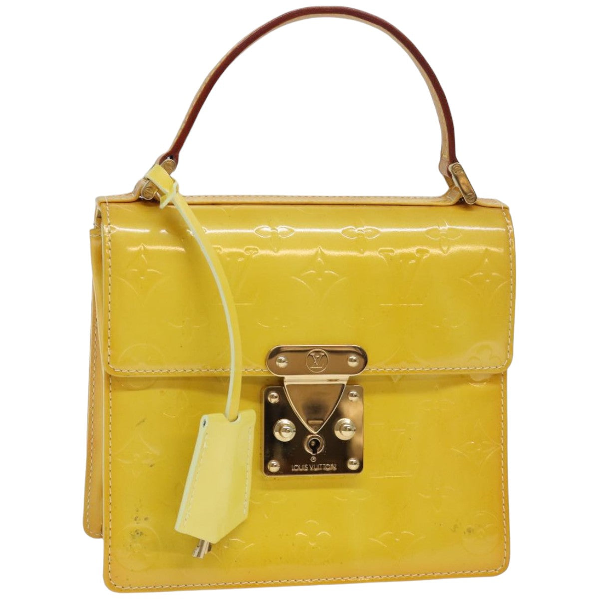 LOUIS VUITTON Monogram Vernis Spring Street Bag Lime Yellow M91068 83865