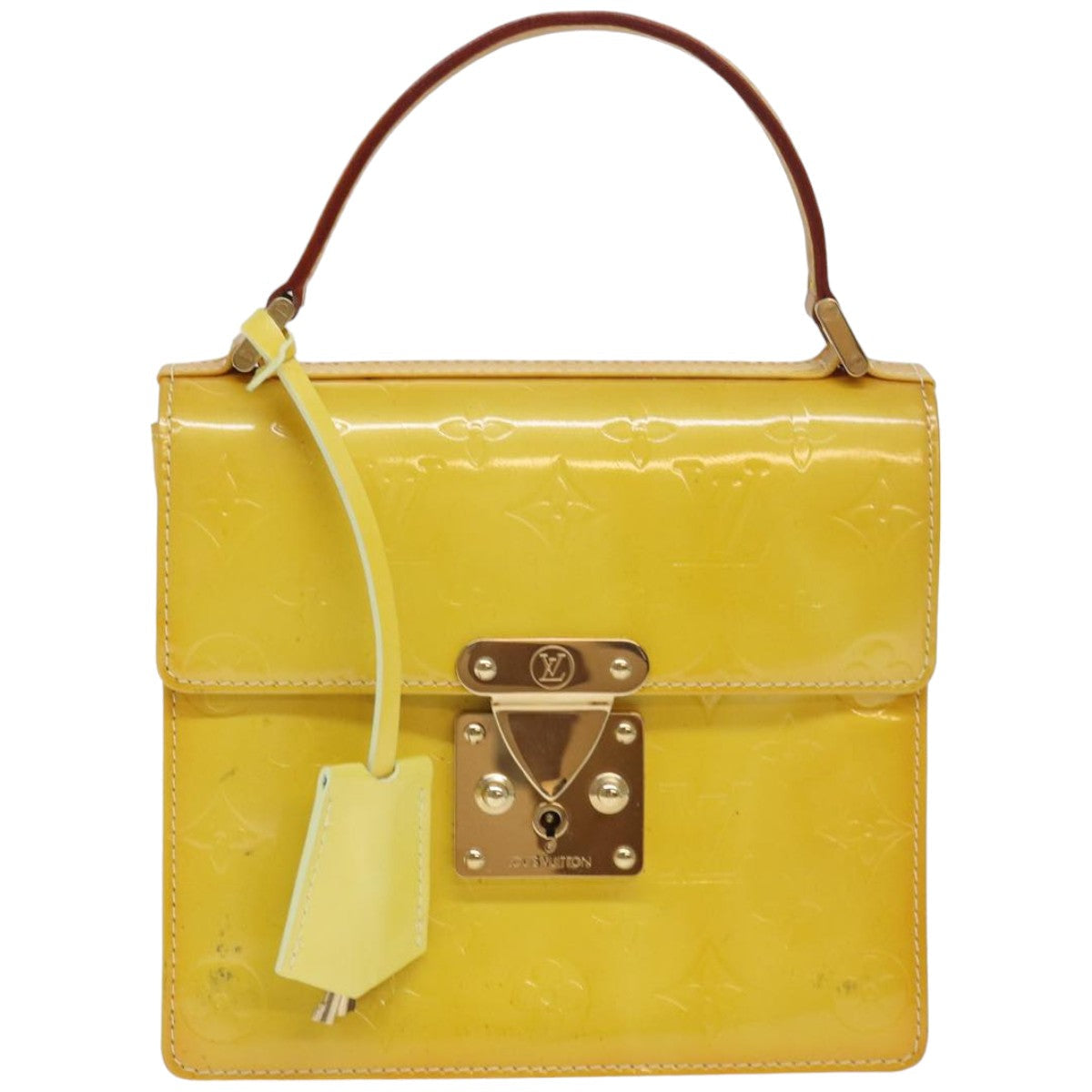 LOUIS VUITTON Monogram Vernis Spring Street Bag Lime Yellow M91068 83865